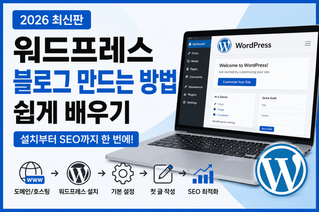 워드프레스 블로그 만드는 방법 최적화 (2026 최신판) 1 워드프레스 만드는방법